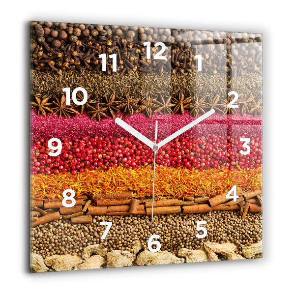 Square wall clock Rows of spices