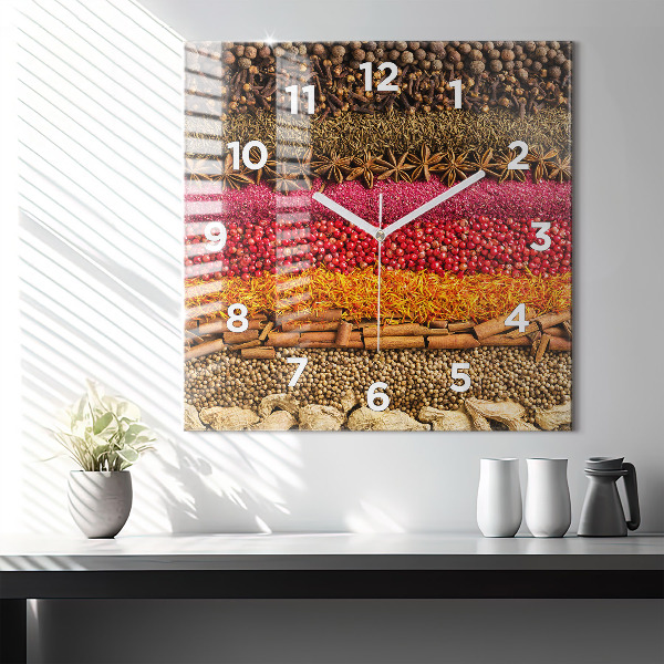 Square wall clock Rows of spices