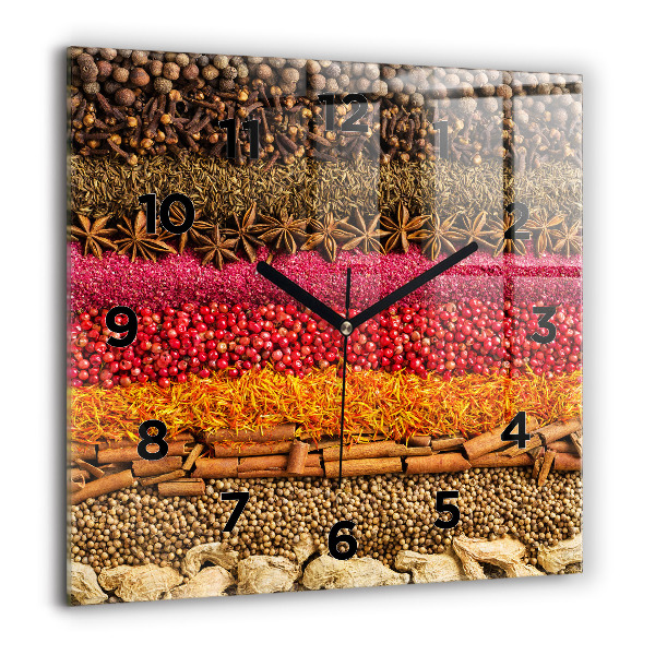 Square wall clock Rows of spices