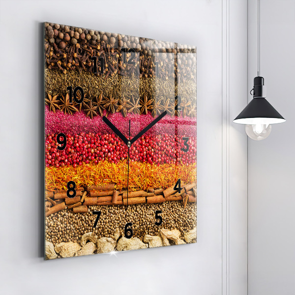 Square wall clock Rows of spices