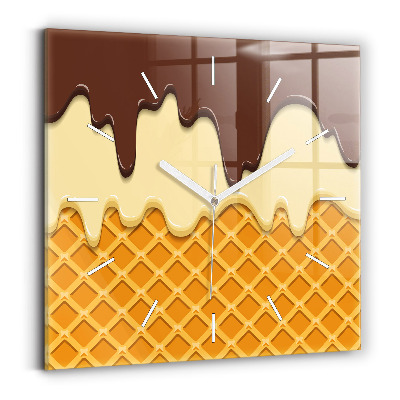 Square wall clock Waffle and ice cream