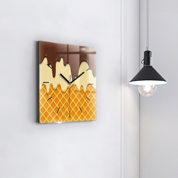Square wall clock Waffle and ice cream