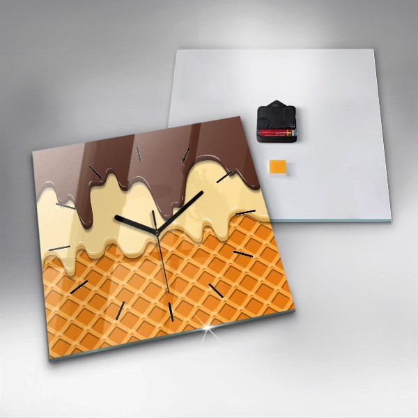 Square wall clock Waffle and ice cream