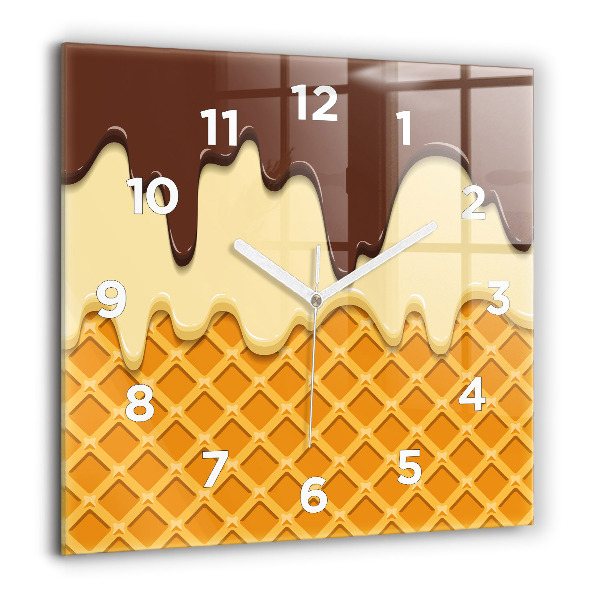 Square wall clock Waffle and ice cream