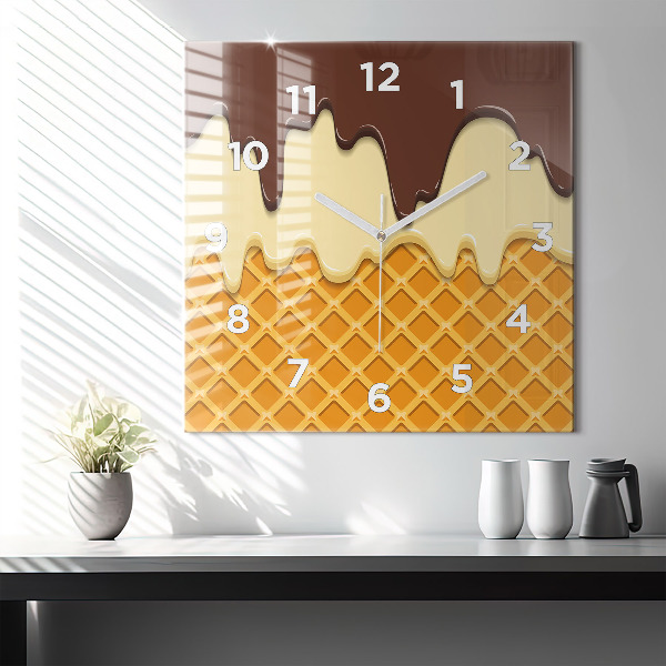 Square wall clock Waffle and ice cream