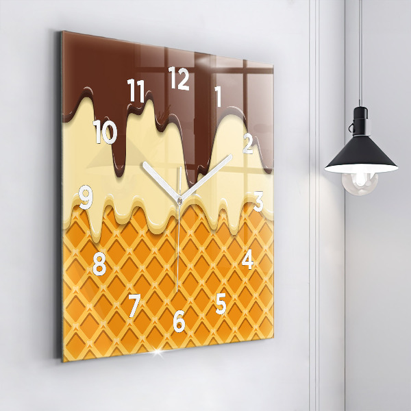 Square wall clock Waffle and ice cream