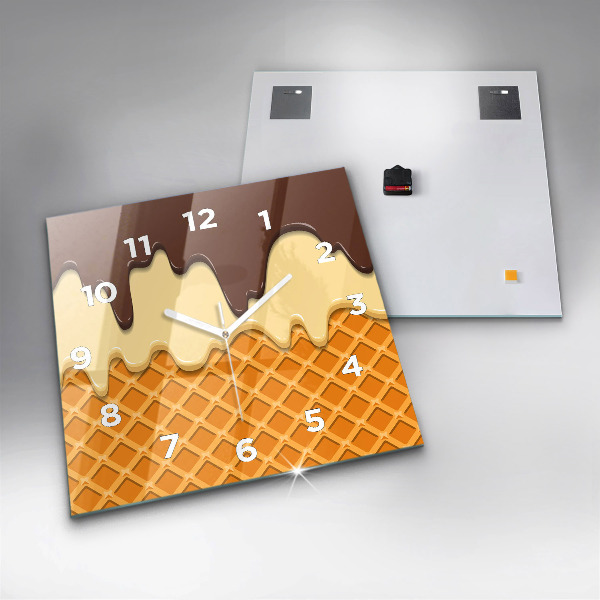 Square wall clock Waffle and ice cream