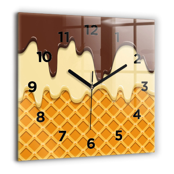 Square wall clock Waffle and ice cream