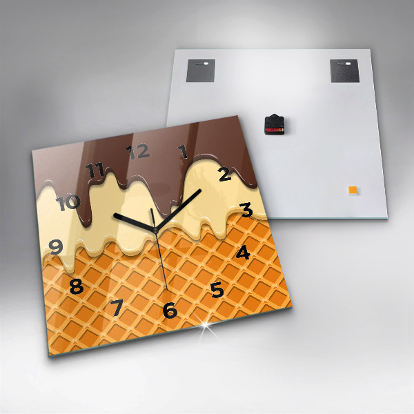 Square wall clock Waffle and ice cream