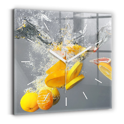 Square wall clock Citrus in water