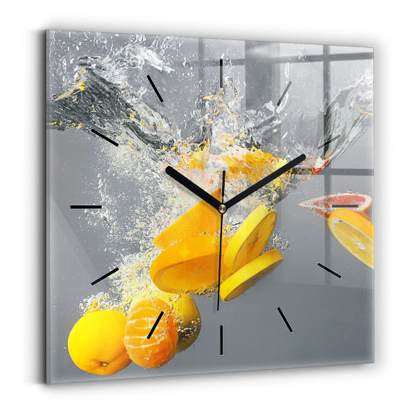 Square wall clock Citrus in water