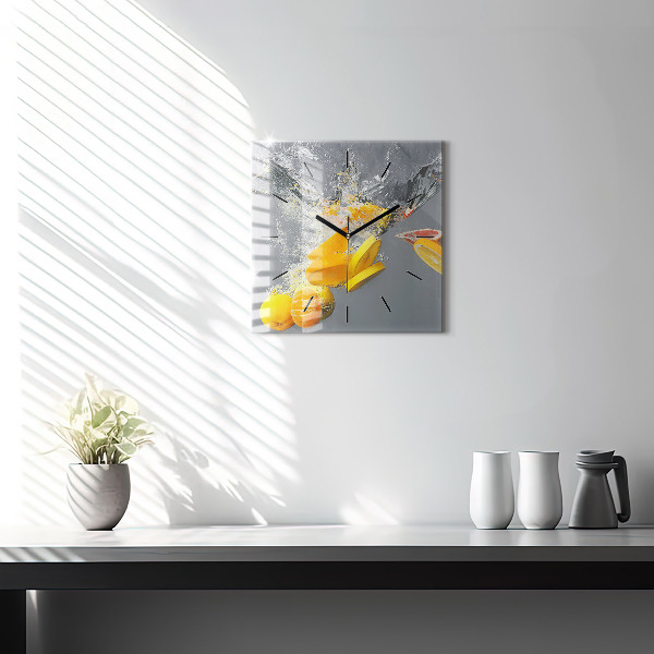 Square wall clock Citrus in water