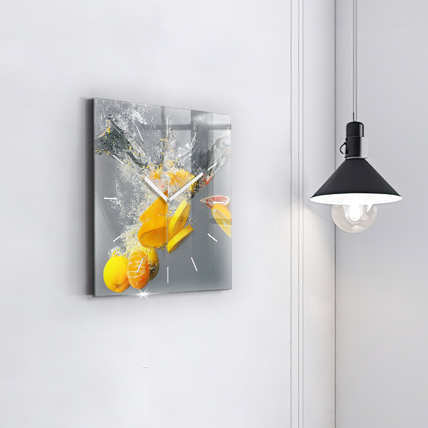 Square wall clock Citrus in water