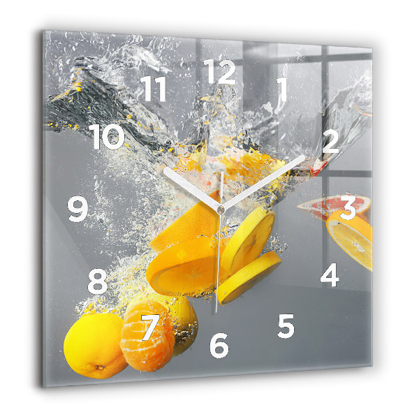 Square wall clock Citrus in water