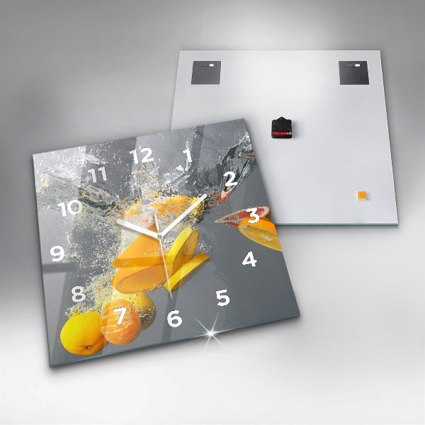 Square wall clock Citrus in water