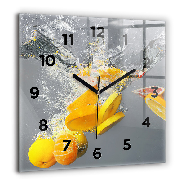 Square wall clock Citrus in water