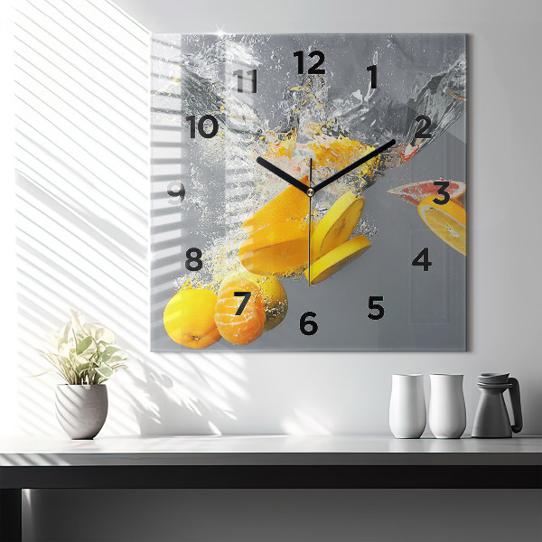 Square wall clock Citrus in water