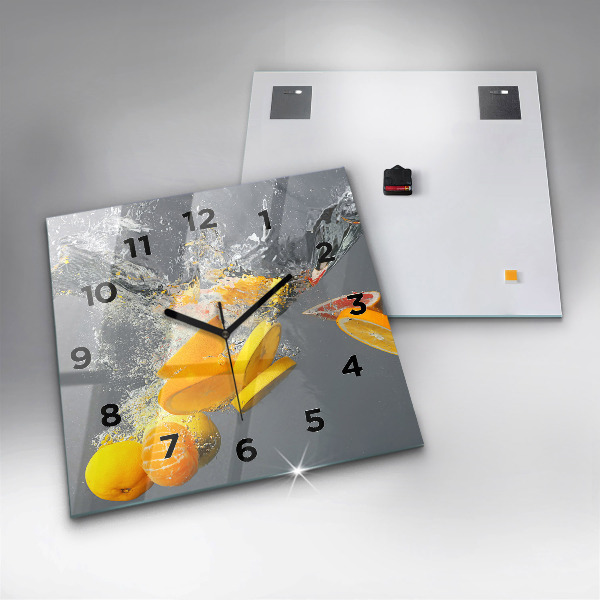 Square wall clock Citrus in water