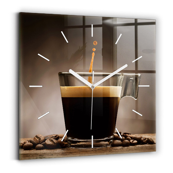 Square wall clock A cup of coffee