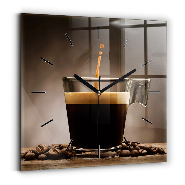 Square wall clock A cup of coffee
