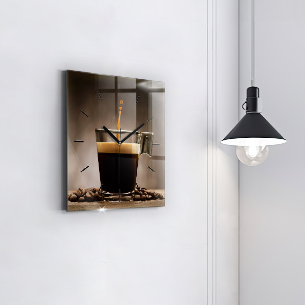 Square wall clock A cup of coffee