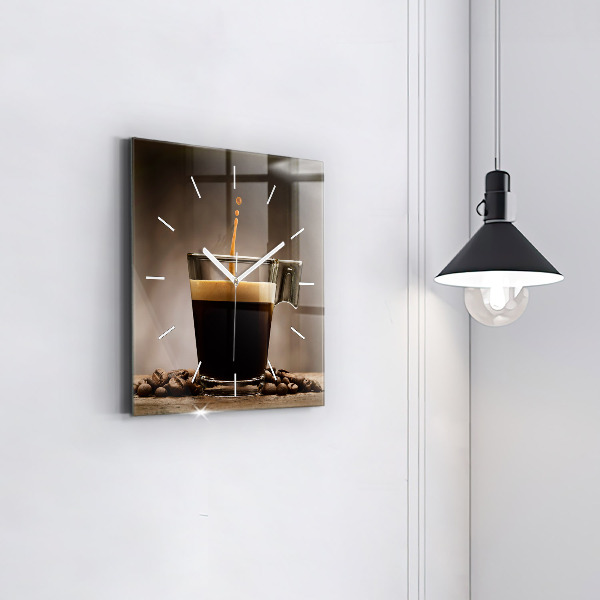 Square wall clock A cup of coffee