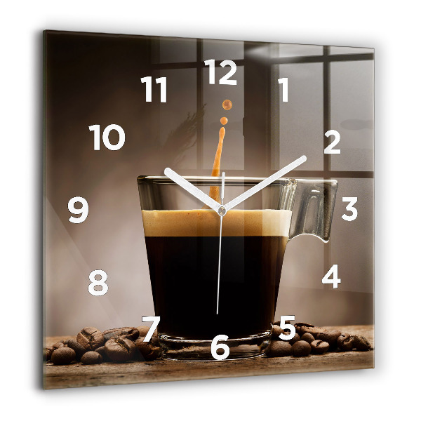 Square wall clock A cup of coffee