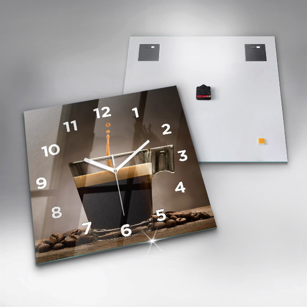 Square wall clock A cup of coffee