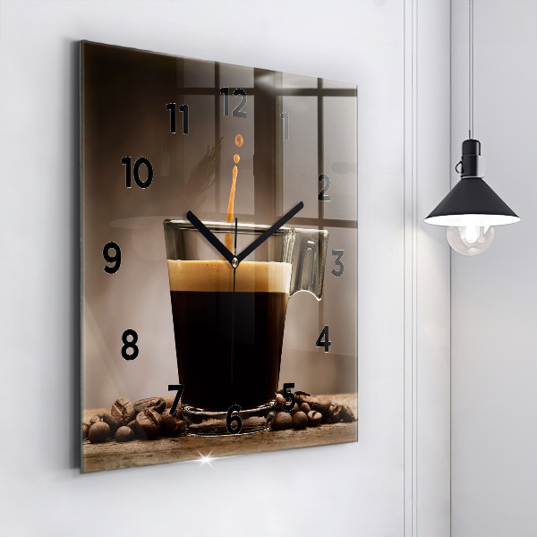 Square wall clock A cup of coffee