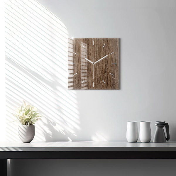Square wall clock Dark wood