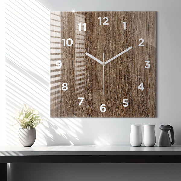 Square wall clock Dark wood