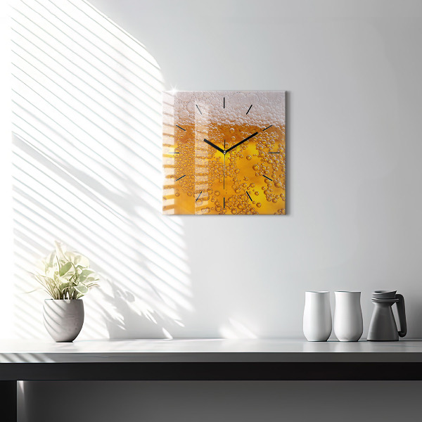 Square wall clock Beer with foam