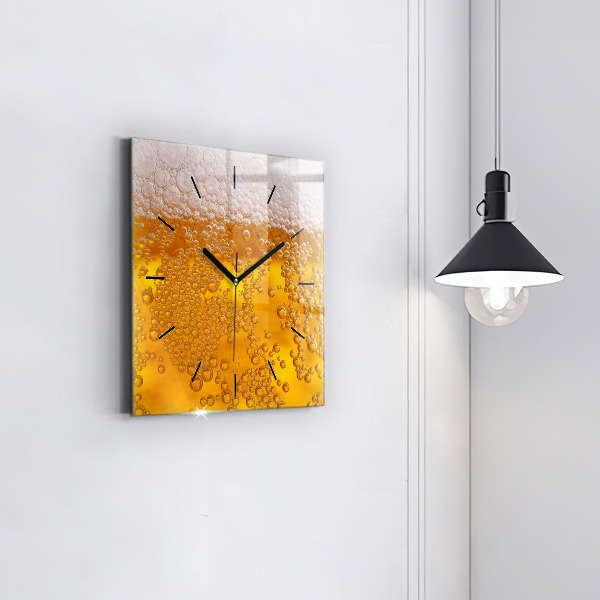 Square wall clock Beer with foam