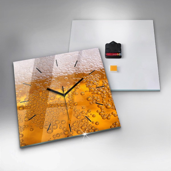 Square wall clock Beer with foam