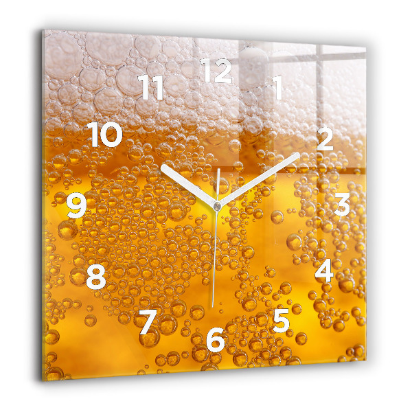 Square wall clock Beer with foam