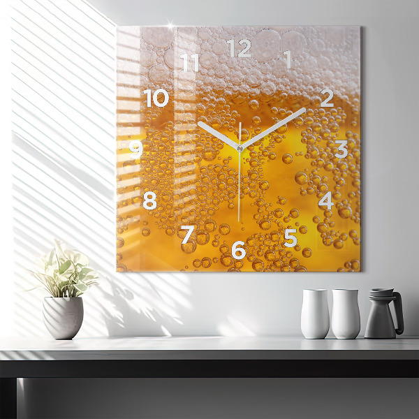 Square wall clock Beer with foam