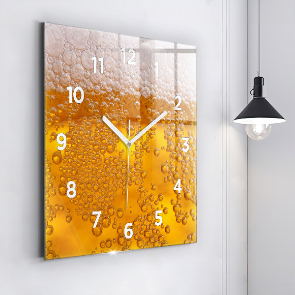 Square wall clock Beer with foam