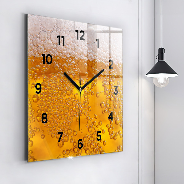 Square wall clock Beer with foam