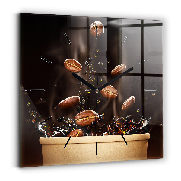 Square wall clock Hot coffee