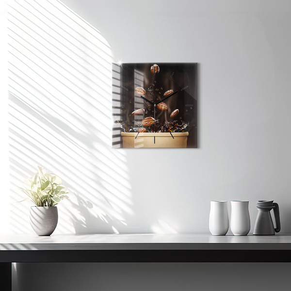 Square wall clock Hot coffee