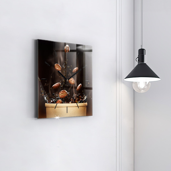 Square wall clock Hot coffee