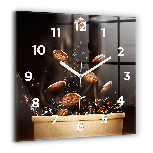 Square wall clock Hot coffee