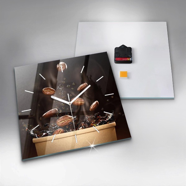 Square wall clock Hot coffee