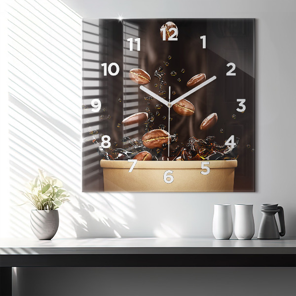 Square wall clock Hot coffee