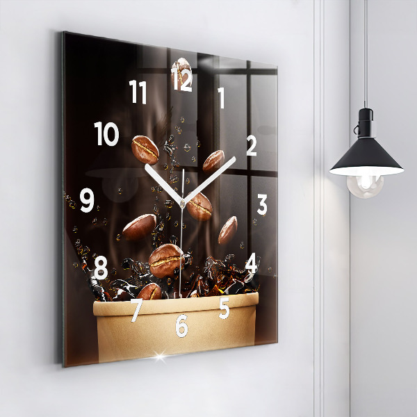 Square wall clock Hot coffee