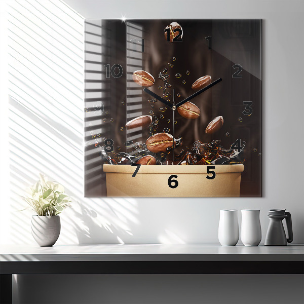 Square wall clock Hot coffee