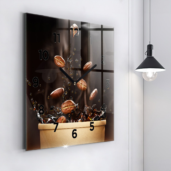 Square wall clock Hot coffee