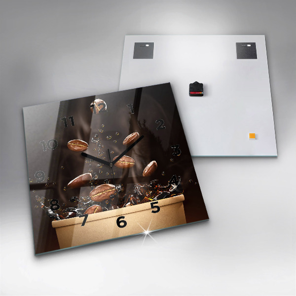 Square wall clock Hot coffee