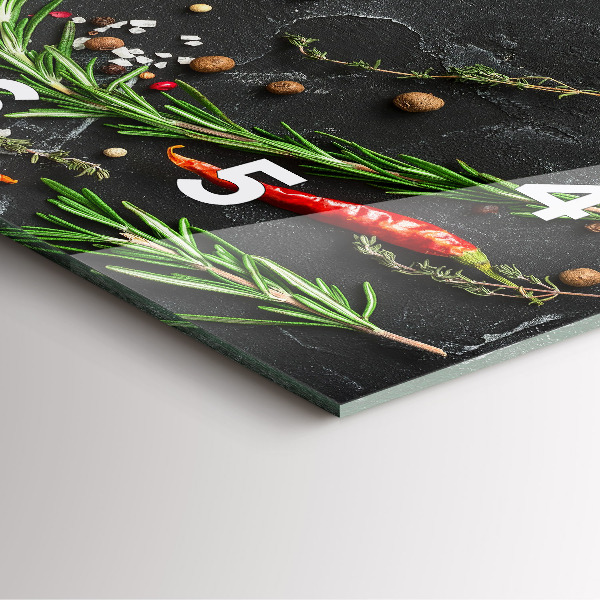 Square wall clock Spices on the counter