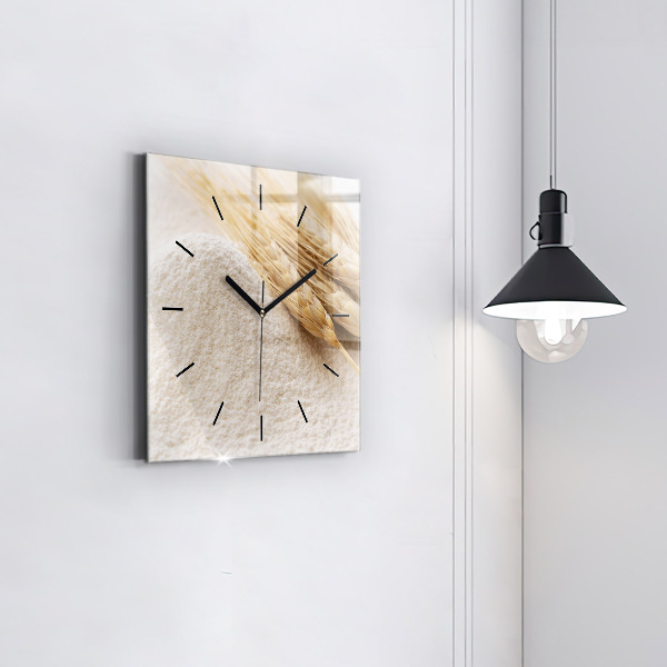 Square wall clock Flour and ears of grain
